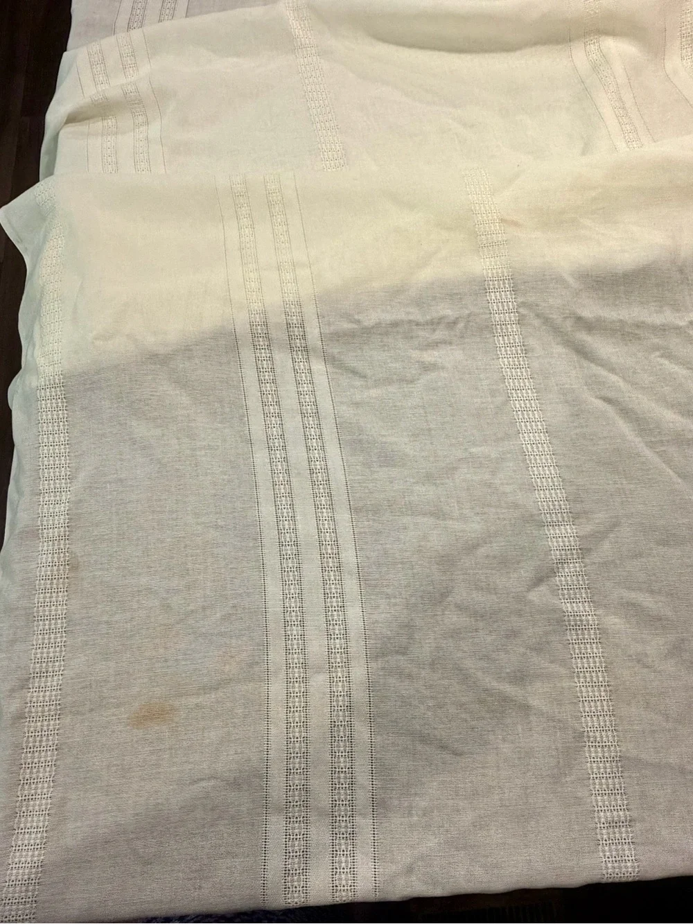 White crochet stripe tablecloth